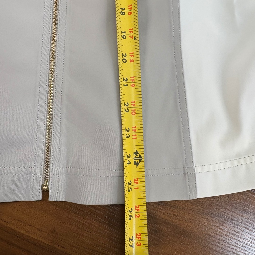 St John Womens Large Grey Cream Colorblock Full Zip Mock Neck Jacket L Sporty - Picture 8 of 12
